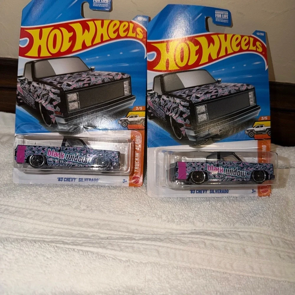 Lot of 2 Hot Wheels 2026 Case B Mainline '83 Chevy Silverado Black Widow Combine
